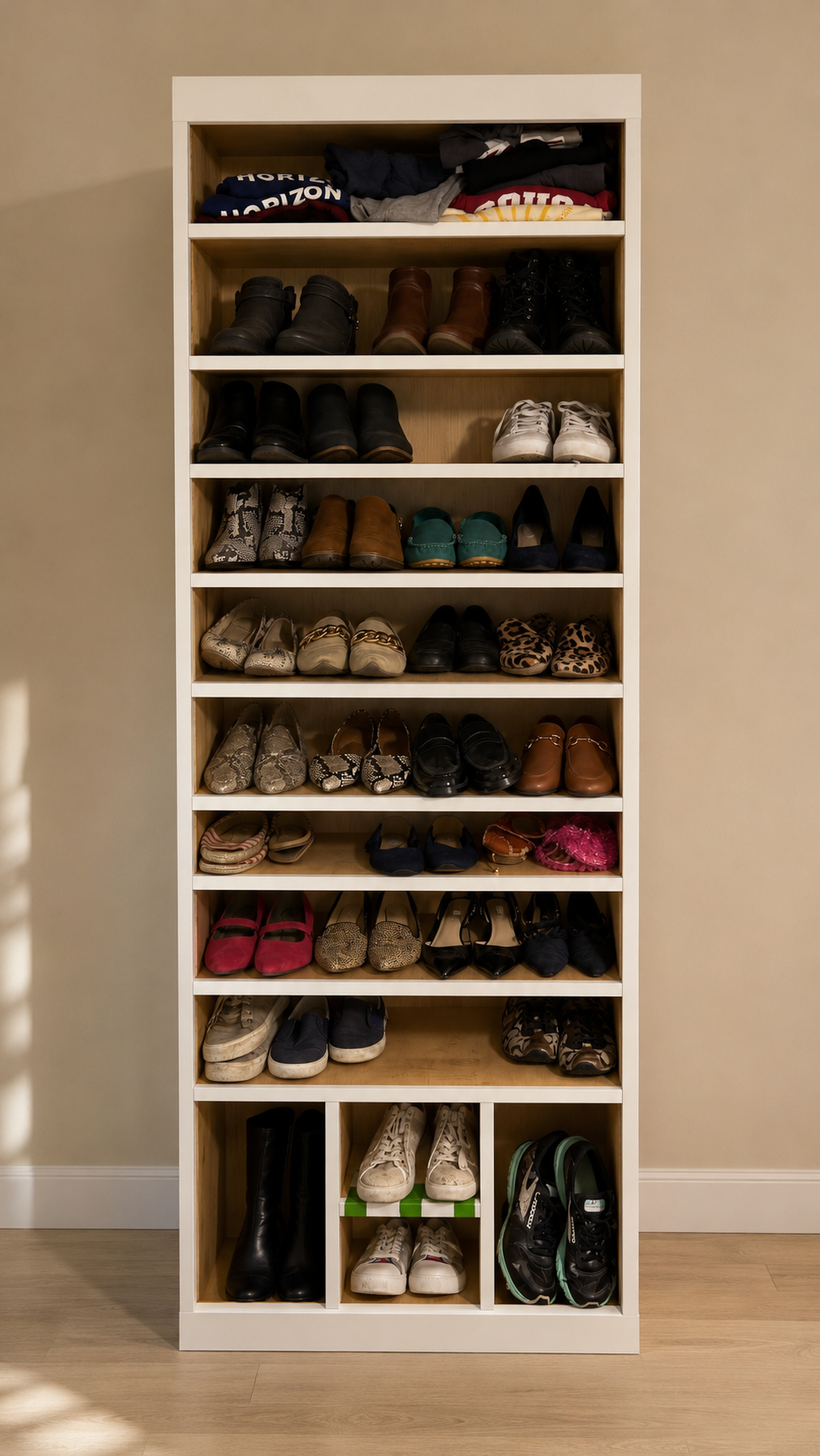 Custom wooden shoe rack