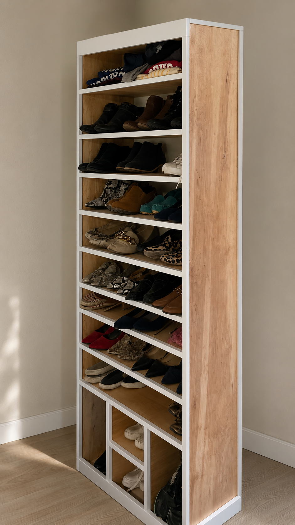 Custom Shoe Rack — Side View